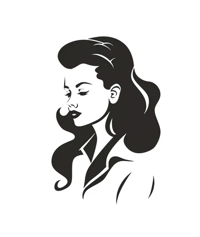 Minimalist Black And White Illustration Of A Woman