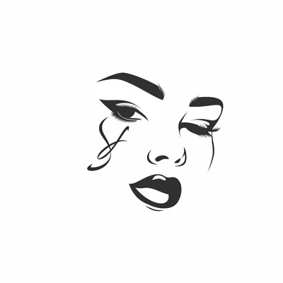 Minimalist Line Art Illustration Of A Winking Woman