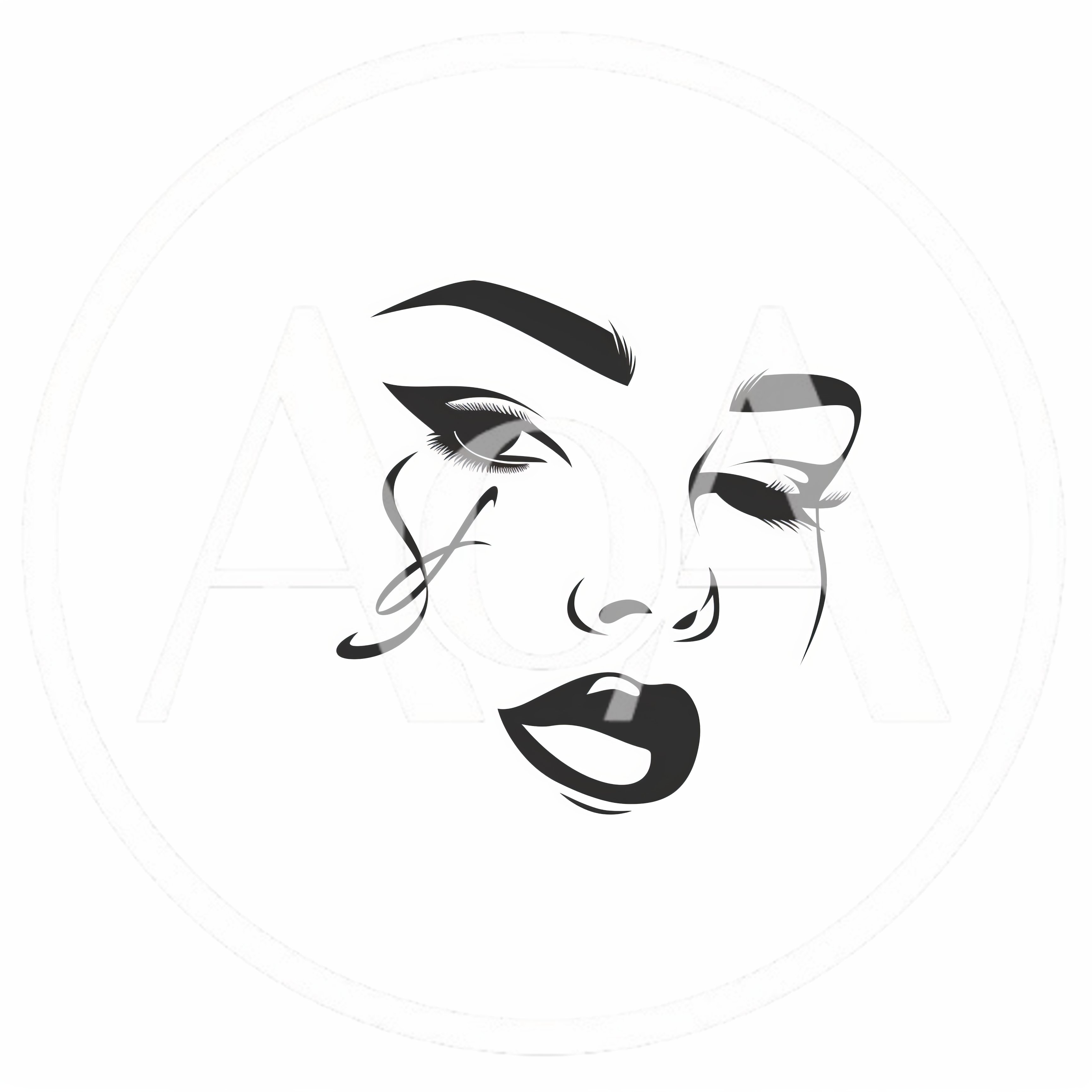 Minimalist Line Art Illustration Of A Winking Woman