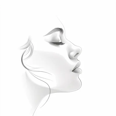 Minimalist Line Art Portrait Of A Woman In Profile