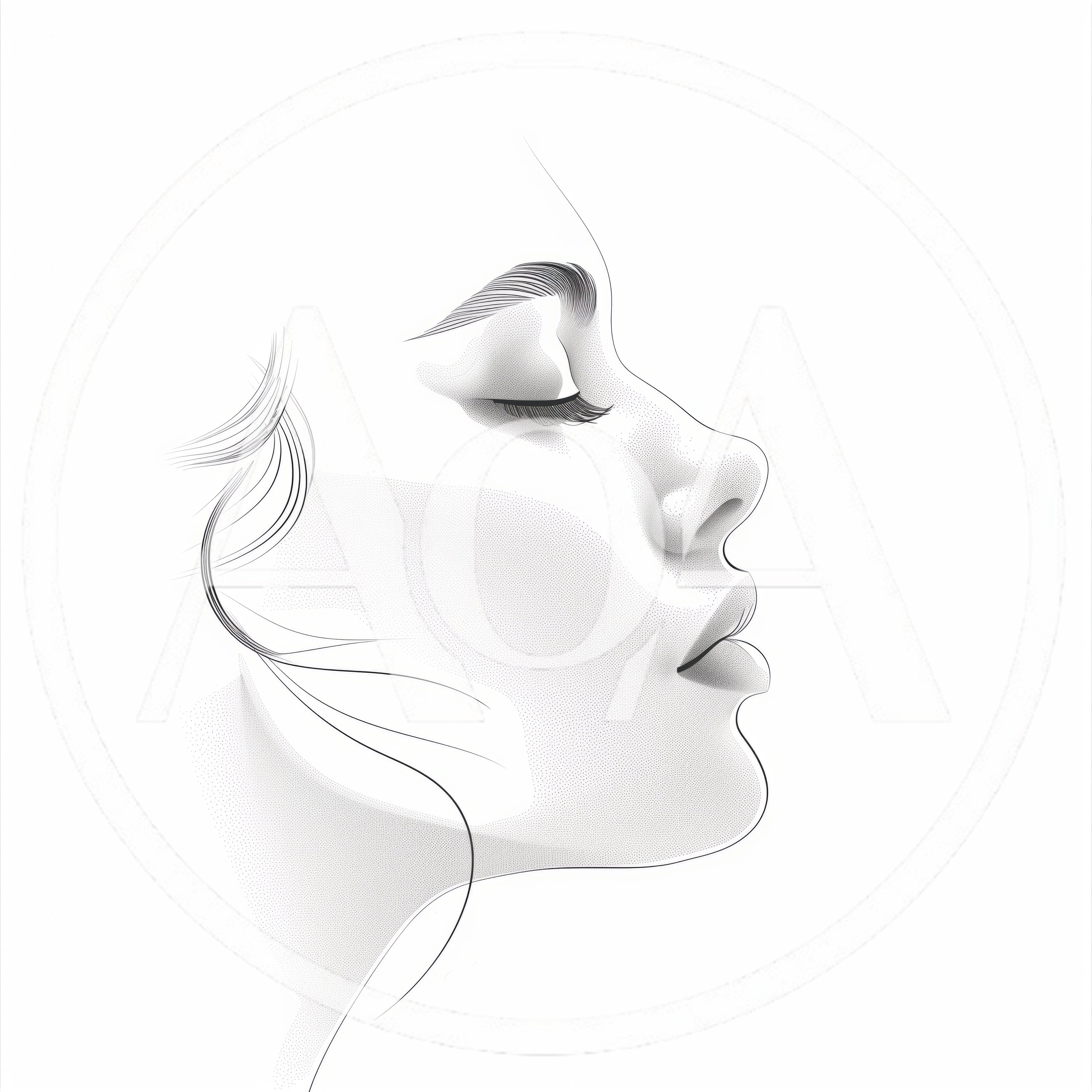 Minimalist Line Art Portrait Of A Woman In Profile