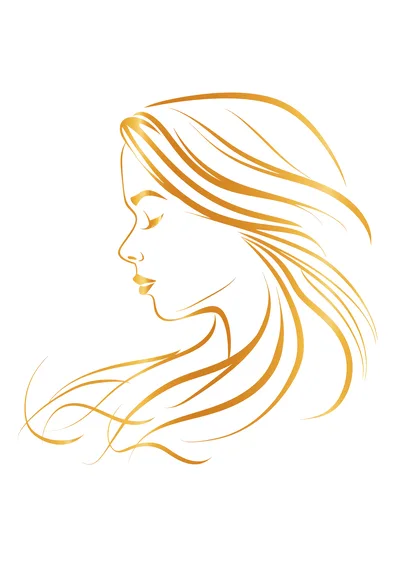 Golden Line Art Profile Of A Woman