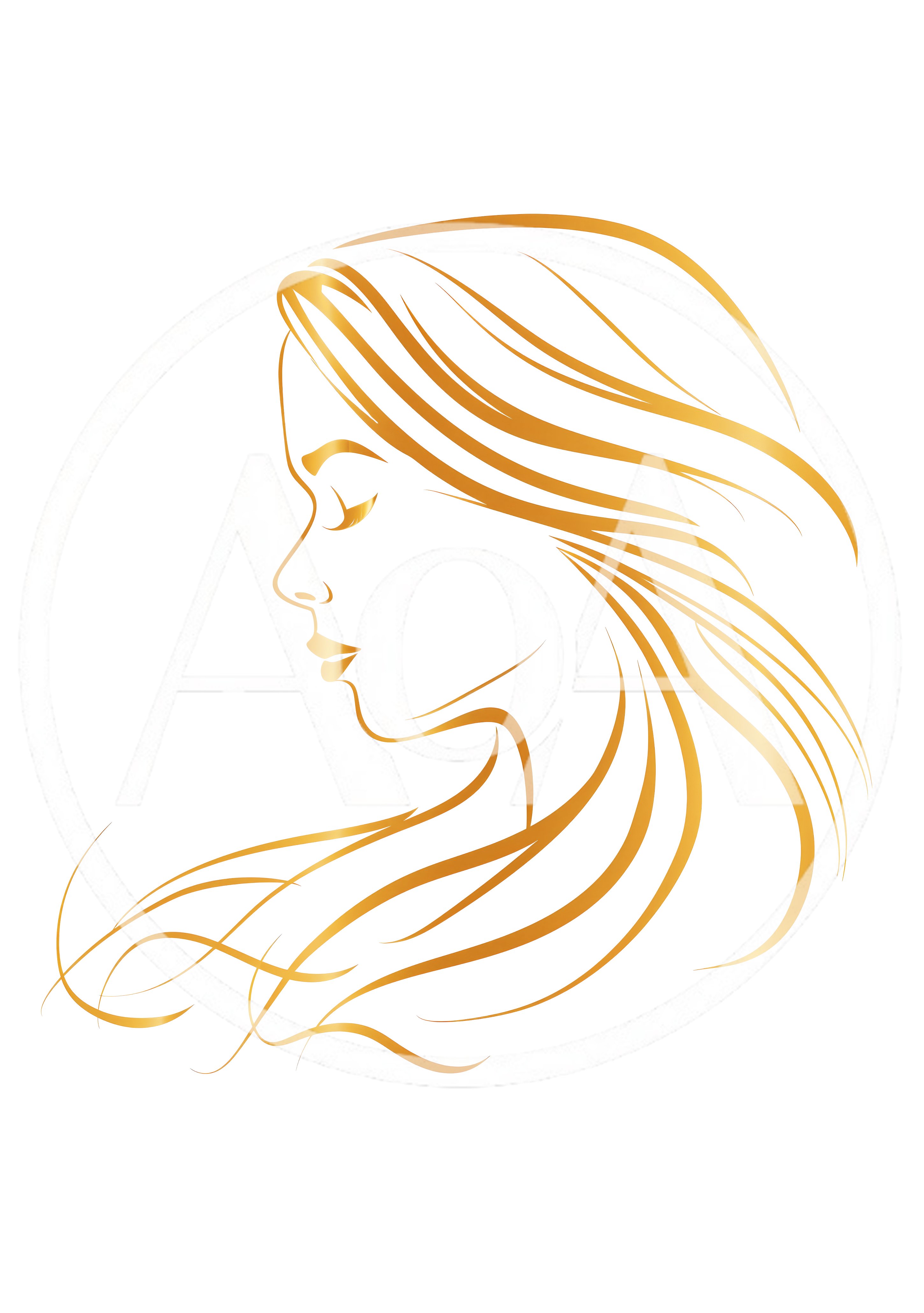 Golden Line Art Profile Of A Woman