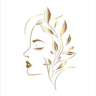 Elegant Gold Line Art Portrait Of A Woman