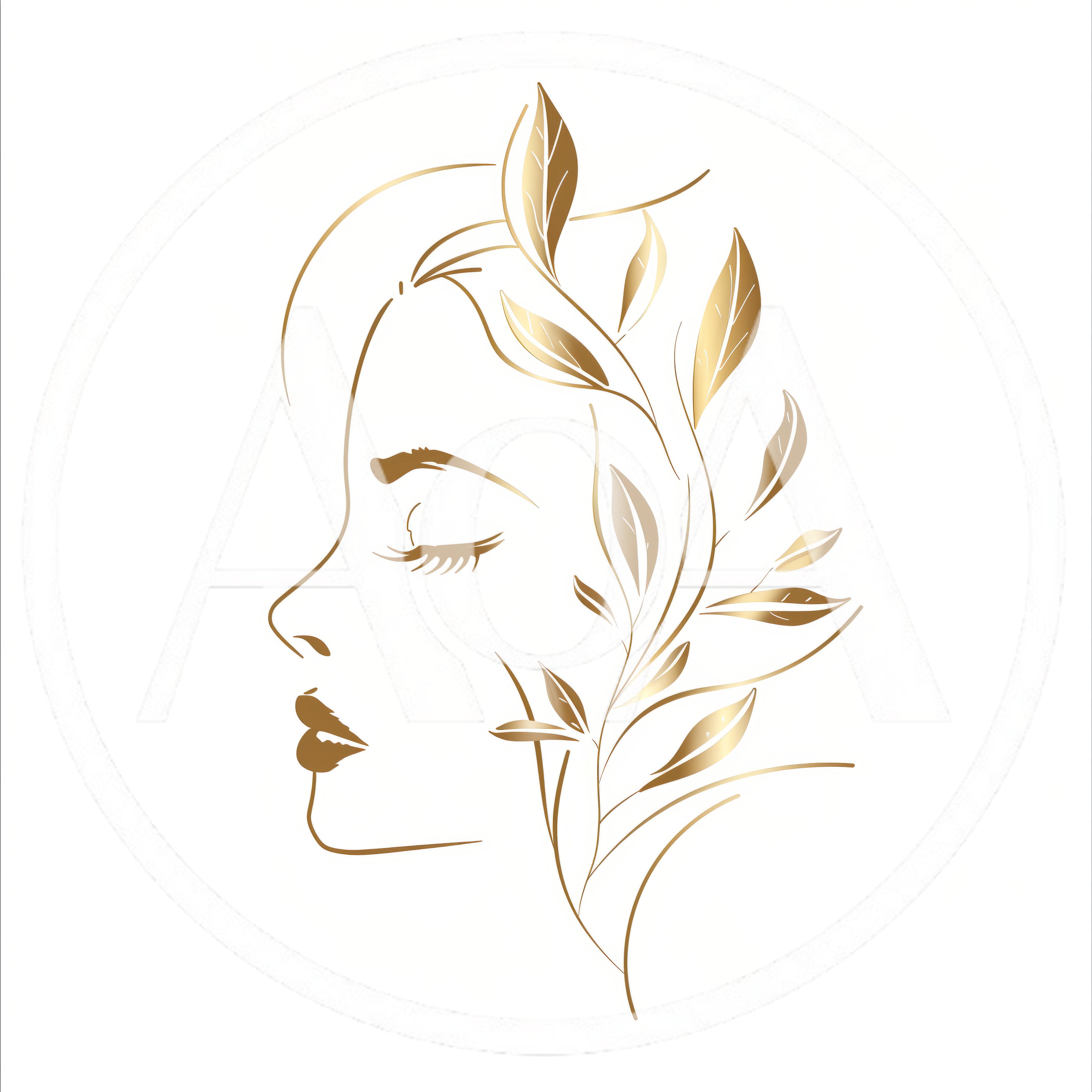 Elegant Gold Line Art Portrait Of A Woman