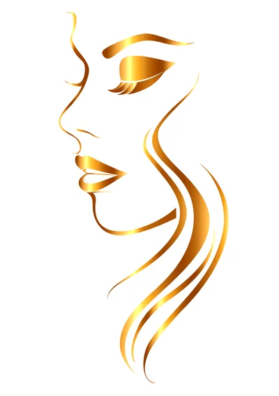 Golden Line Art Profile Of A Beautiful Woman