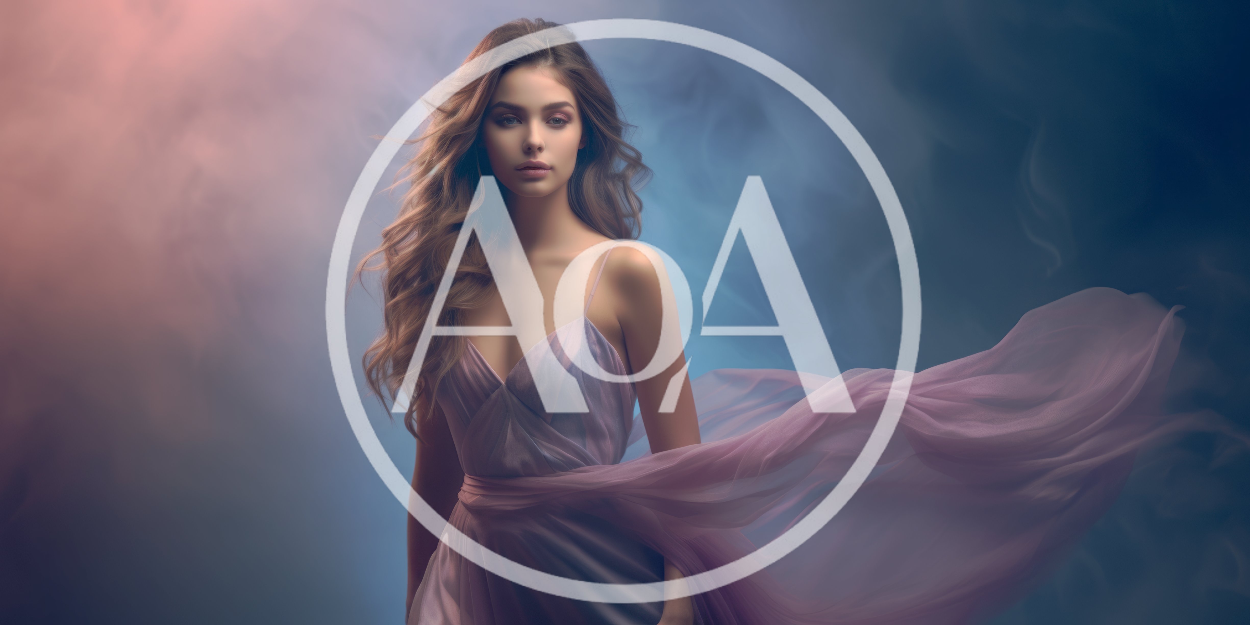 Young Woman In Flowing Dress Amidst Ethereal Smoke