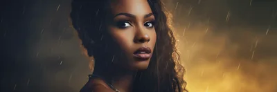 Portrait Of A Beautiful Woman In The Rain