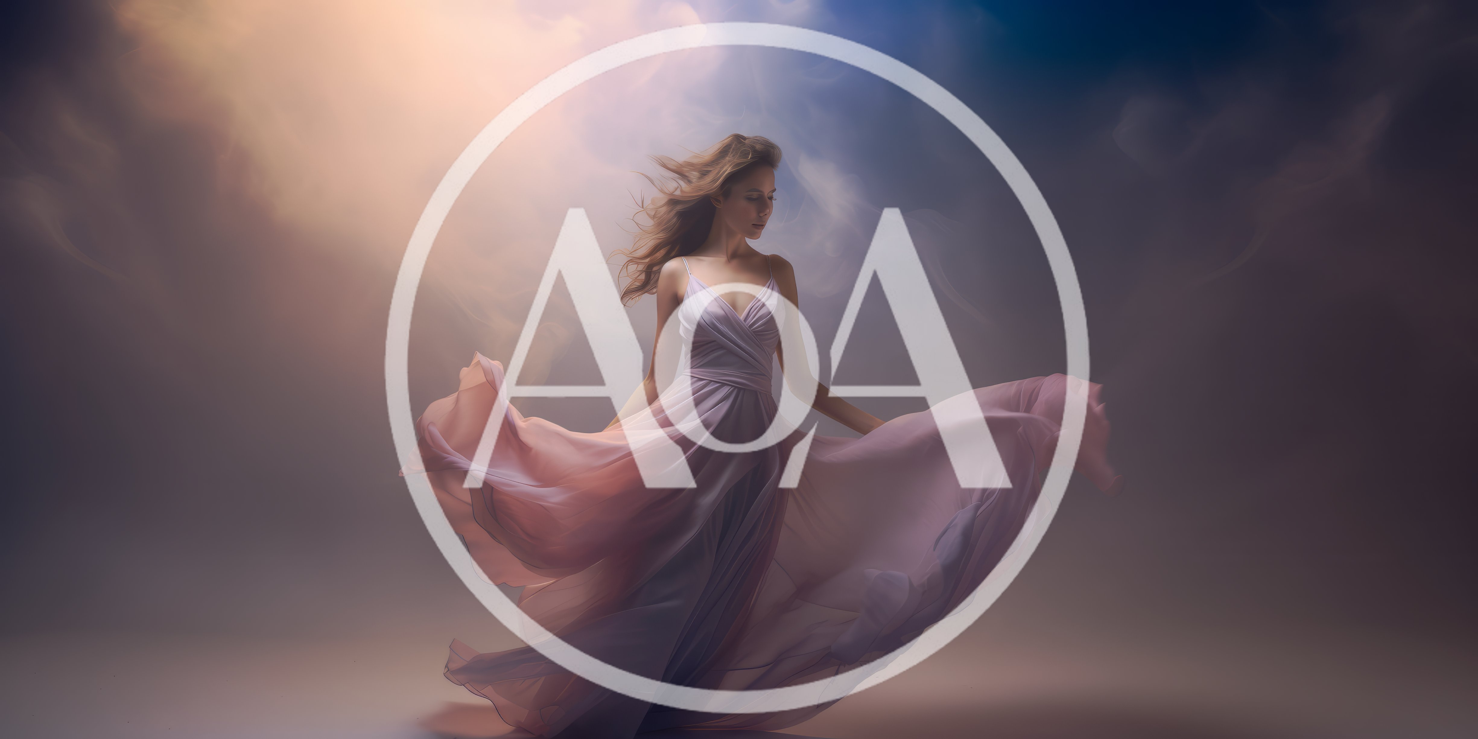 Elegant Woman In Flowing Pink Dress Dancing