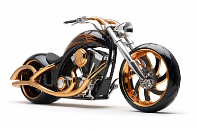 Custom Black And Gold Chopper Motorcycle