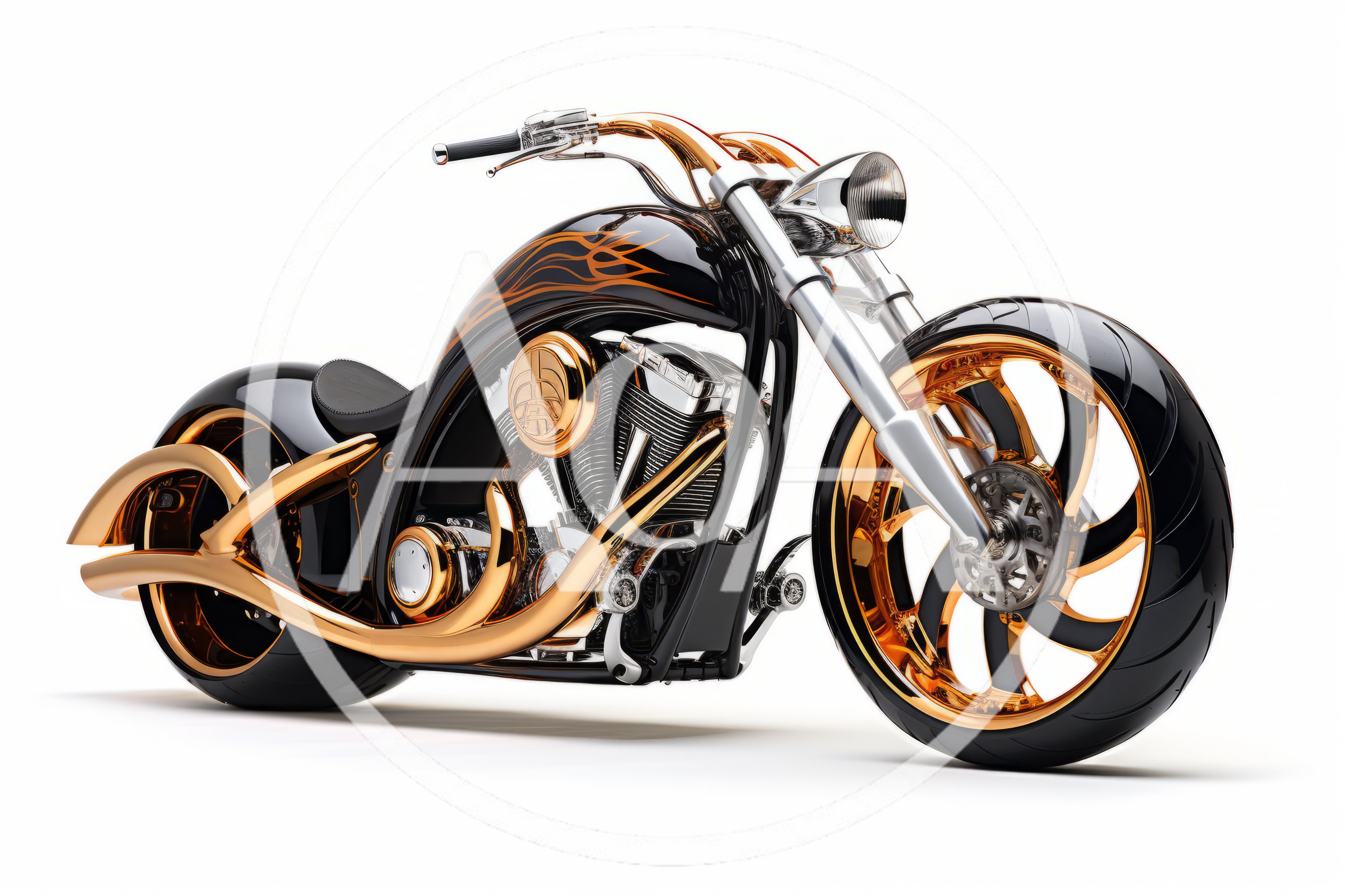 Custom Black And Gold Chopper Motorcycle