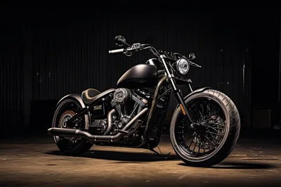 Custom Matte Black Cruiser Motorcycle in Dark Studio