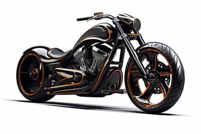 Custom Black And Orange Chopper Motorcycle