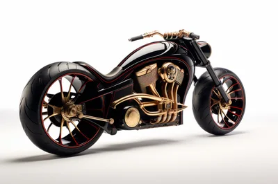 Custom Black And Gold Chopper Motorcycle