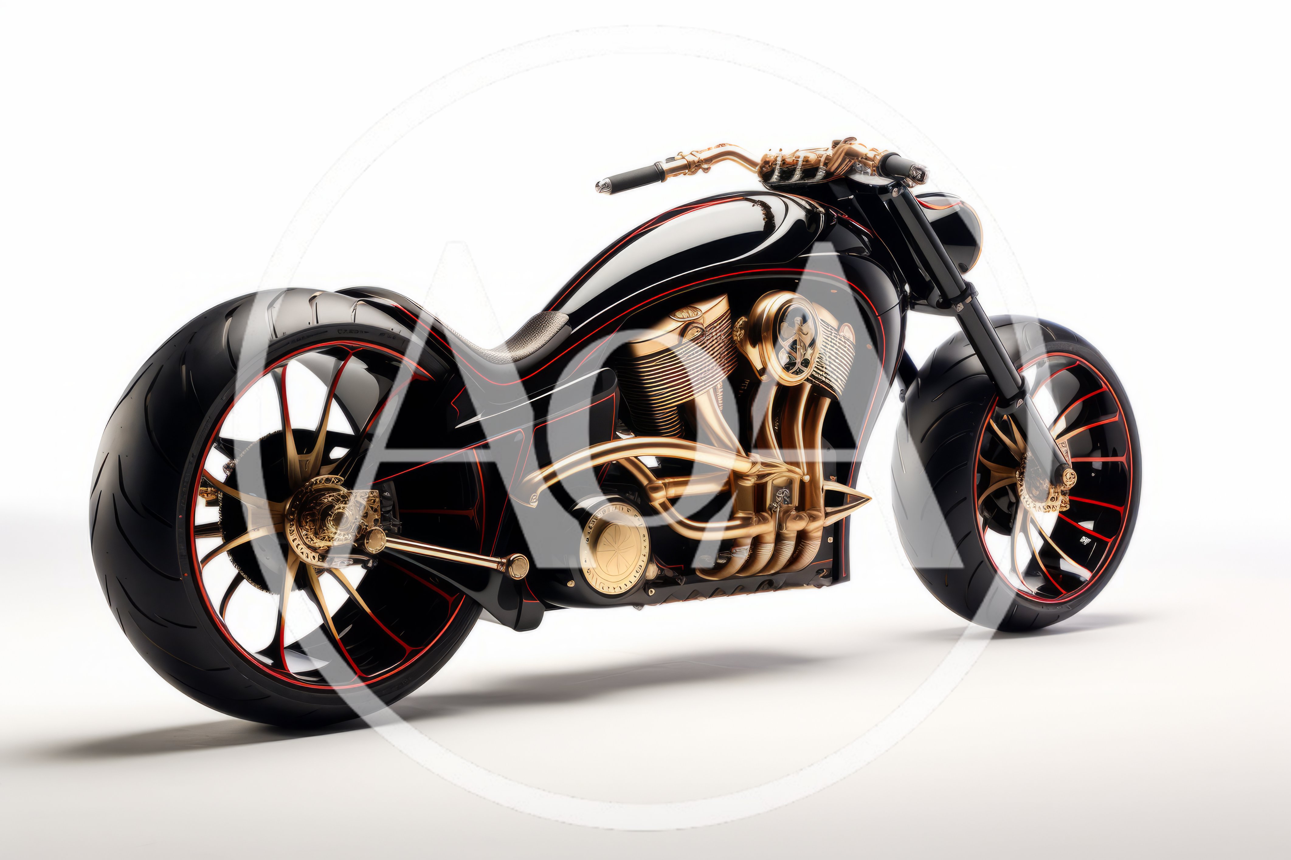 Custom Black And Gold Chopper Motorcycle