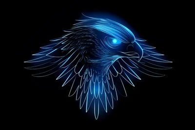 Glowing Neon Blue Eagle Head Illustration