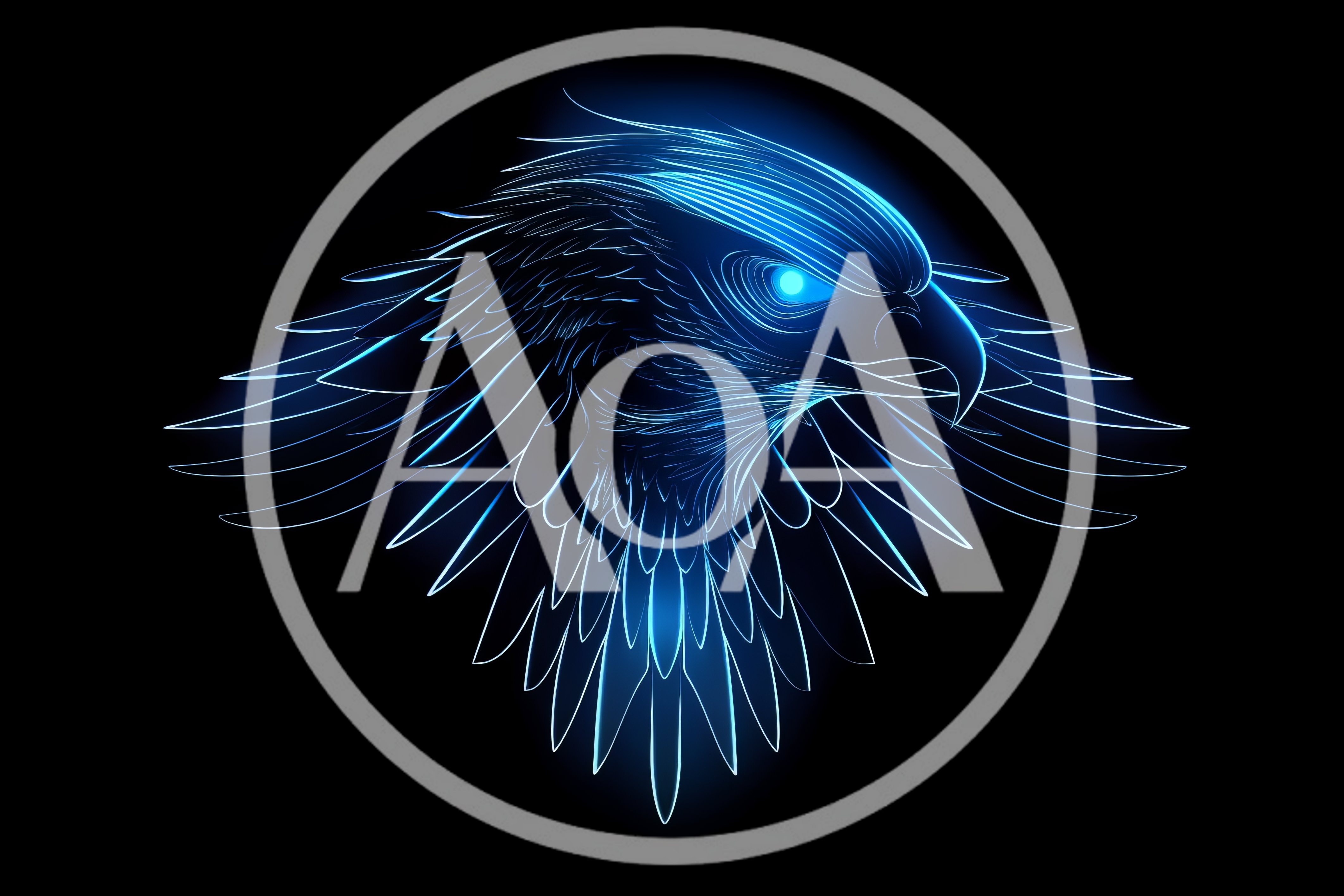 Glowing Neon Blue Eagle Head Illustration