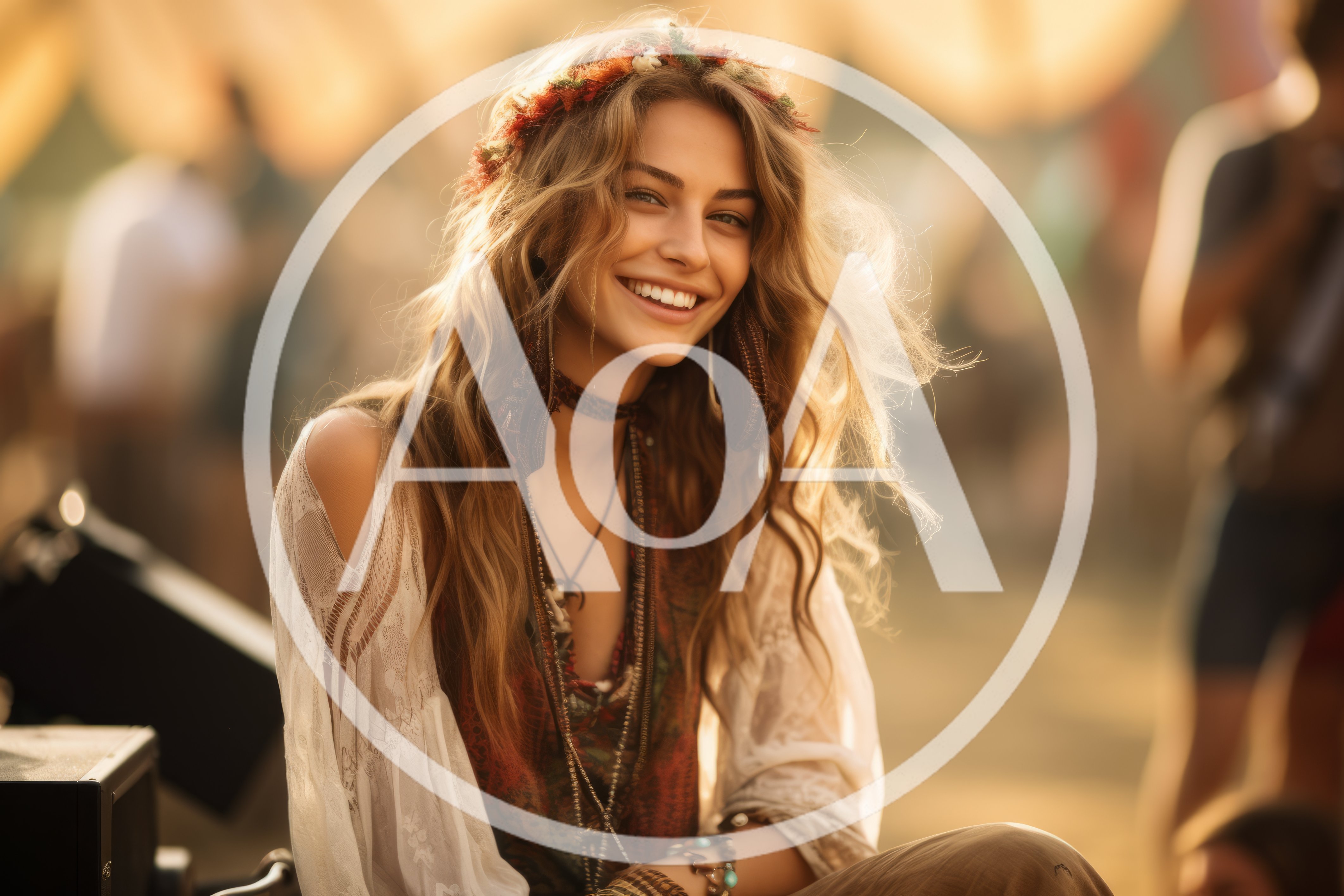 Smiling Young Woman Wearing Boho Style At Music Festival