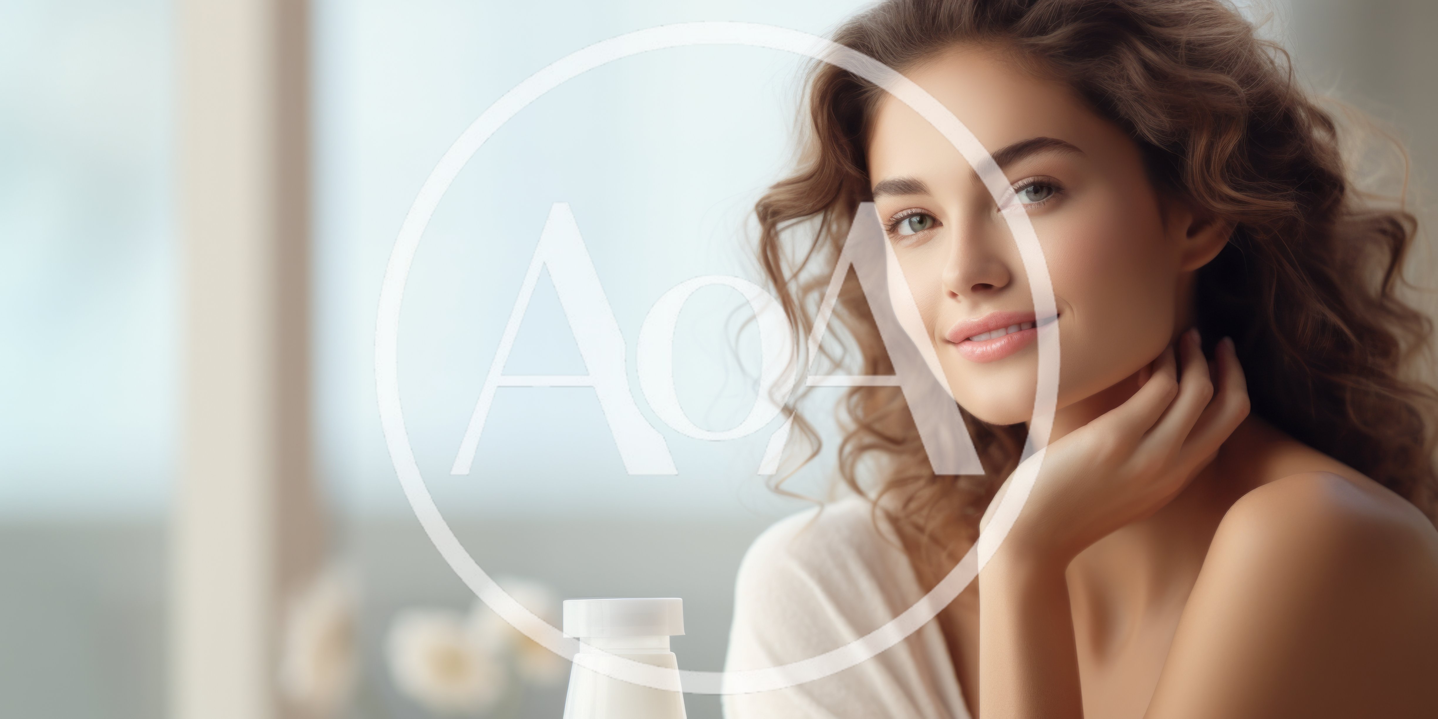 Beautiful Woman With Curly Hair Applying Skincare Product