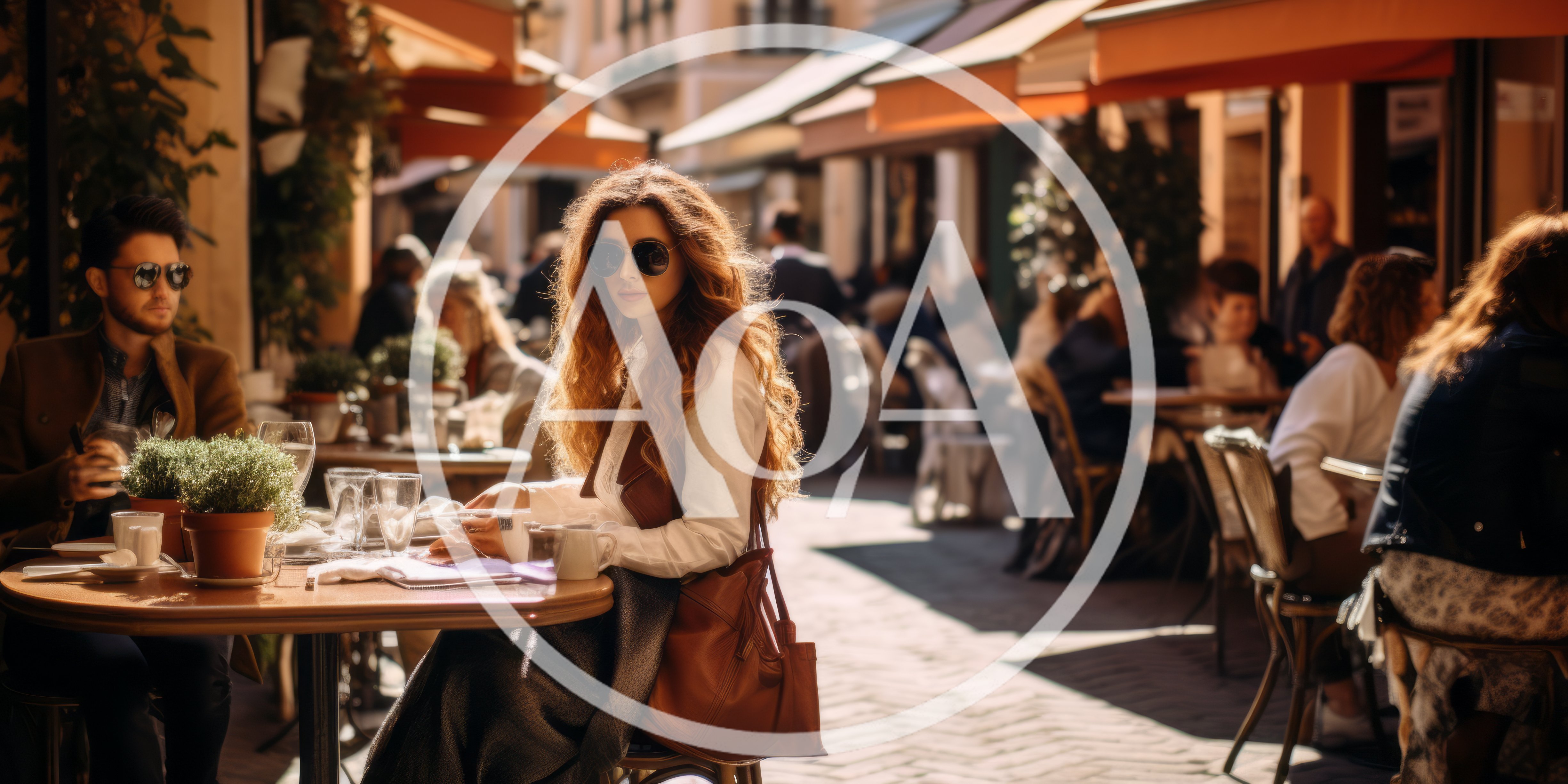 Young Couple Dining At An Outdoor European Cafe