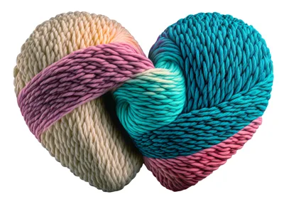 Two Intertwined Yarn Skeins Forming A Heart Shape