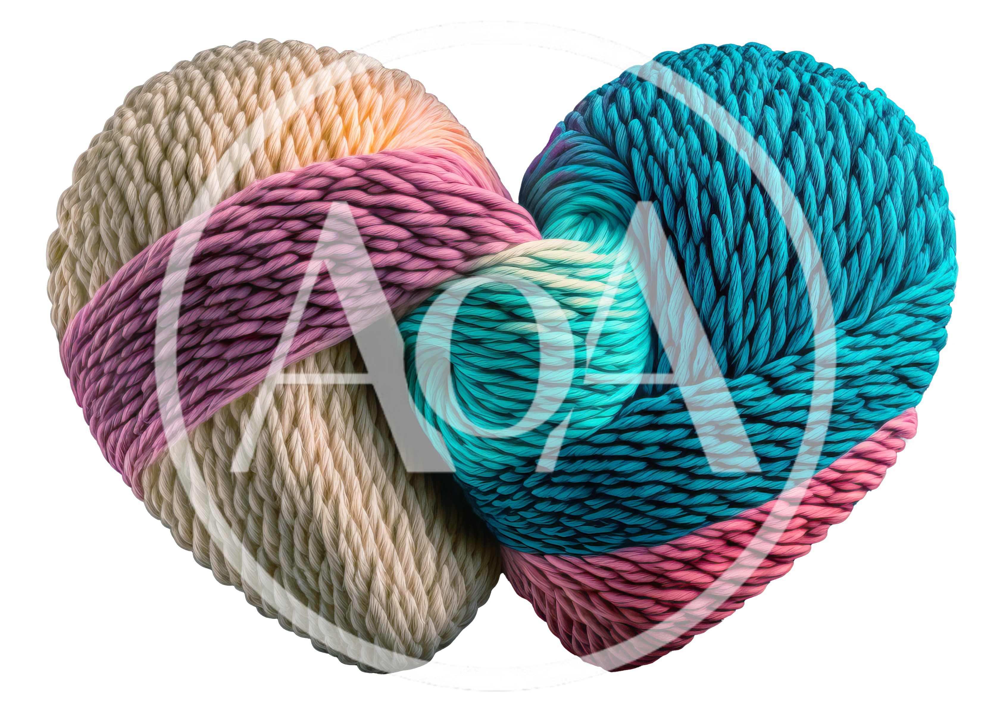 Two Intertwined Yarn Skeins Forming A Heart Shape