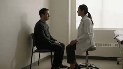 Doctor Consulting With Male Patient In Exam Room