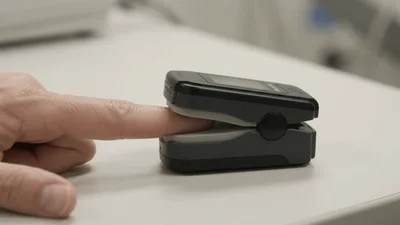 Medical Professional Placing Pulse Oximeter On Patient Finger