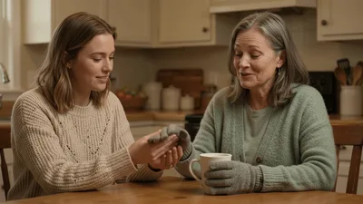 Young Woman Comforting Older Woman In Kitchen