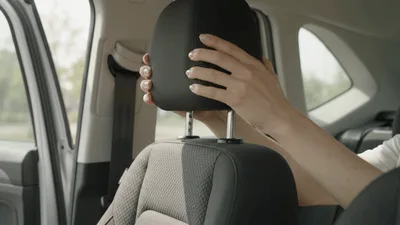 Person Adjusting Car Seat Headrest Height