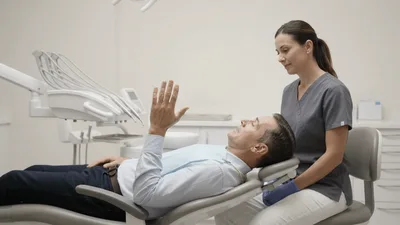 Male Patient Discussing Dental Treatment With Female Dentist