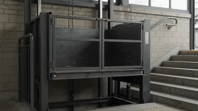 Wheelchair Lift Rising From Ground Level