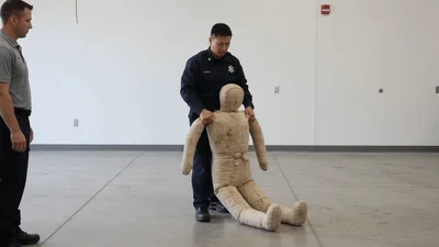 Firefighter Training With A Weighted Rescue Mannequin