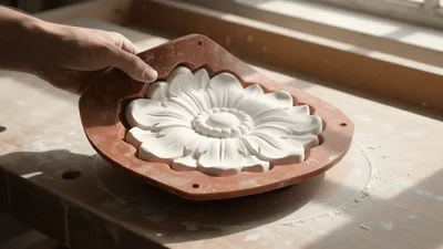 Artisan Holding A Decorative Plaster Flower Mold
