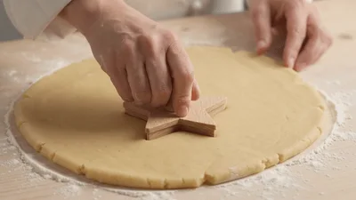 Baker Cutting Star Shape From Rolled Cookie Dough