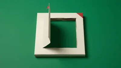 White Square Box Opening On Green Background