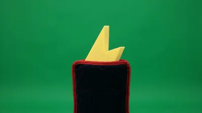 Yellow Lightning Bolt Shape Emerging From Black Pouch