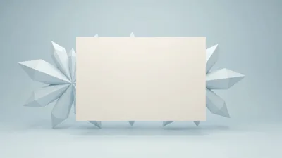 White Geometric Snowflake Rotating Behind Blank Paper Card