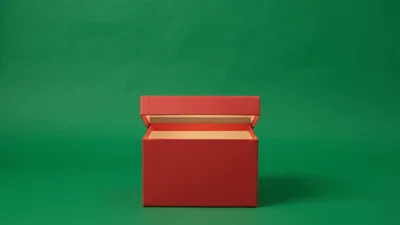 Red Gift Box Opening On Green Screen