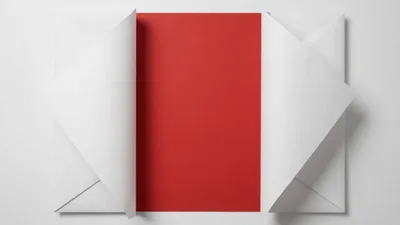 White Paper Envelope Opening To Reveal Red Background