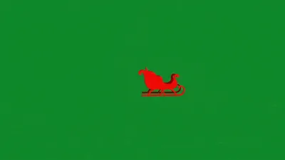 Red Santa Sleigh Moving Across Green Screen