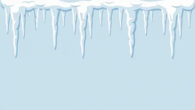 Icicles Growing Downward From A Snowy Roof Edge