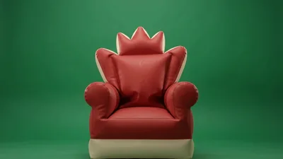 Red Crown Chair Collapsing On Green Screen Background