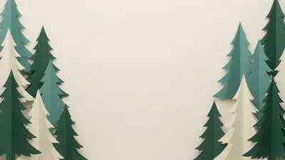 Paper Cutout Christmas Trees On Beige Background