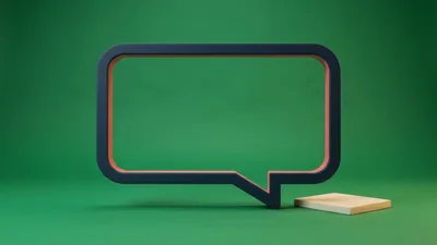 3D Speech Bubble Icon Floating on Green Background