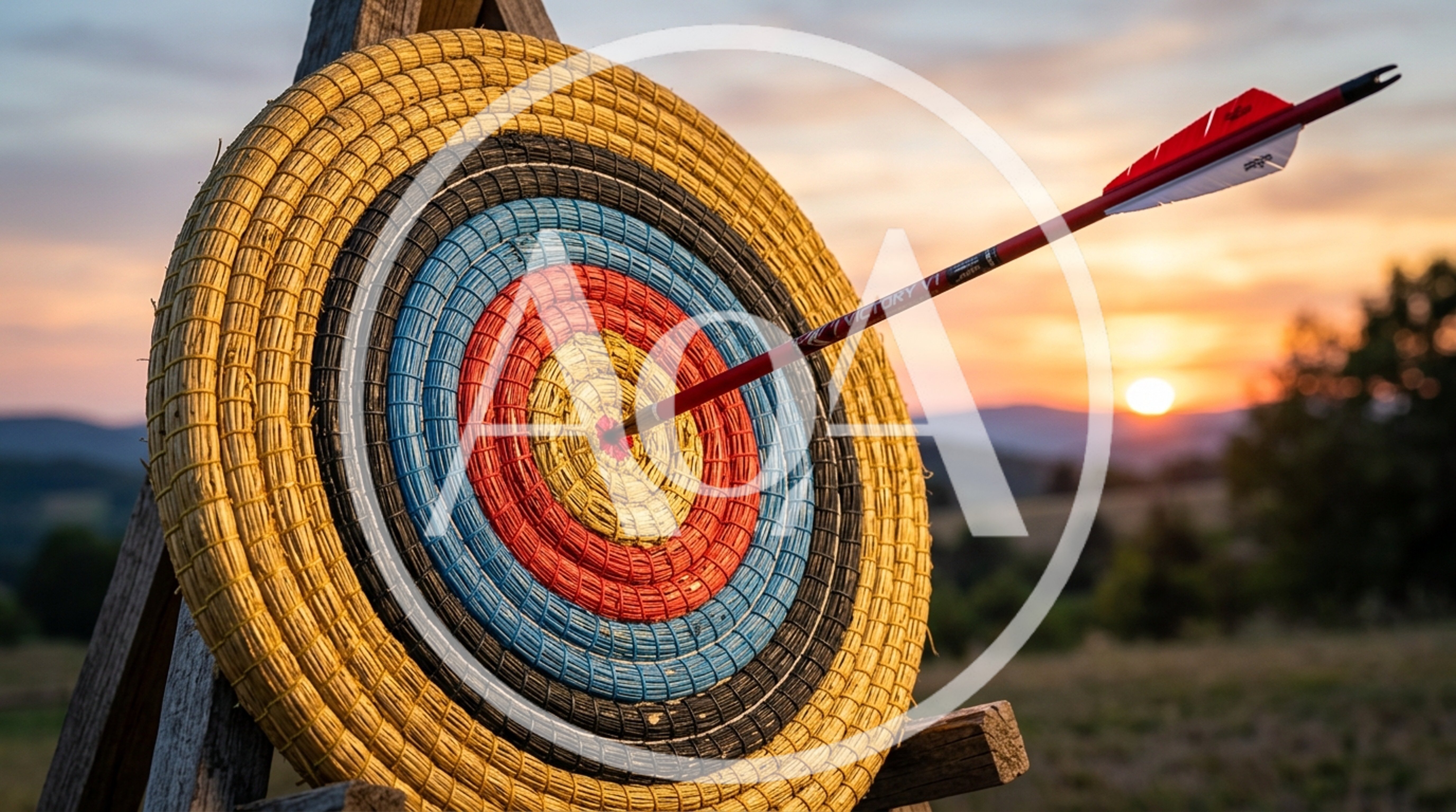 Archery Arrow Hitting The Bullseye On A Target