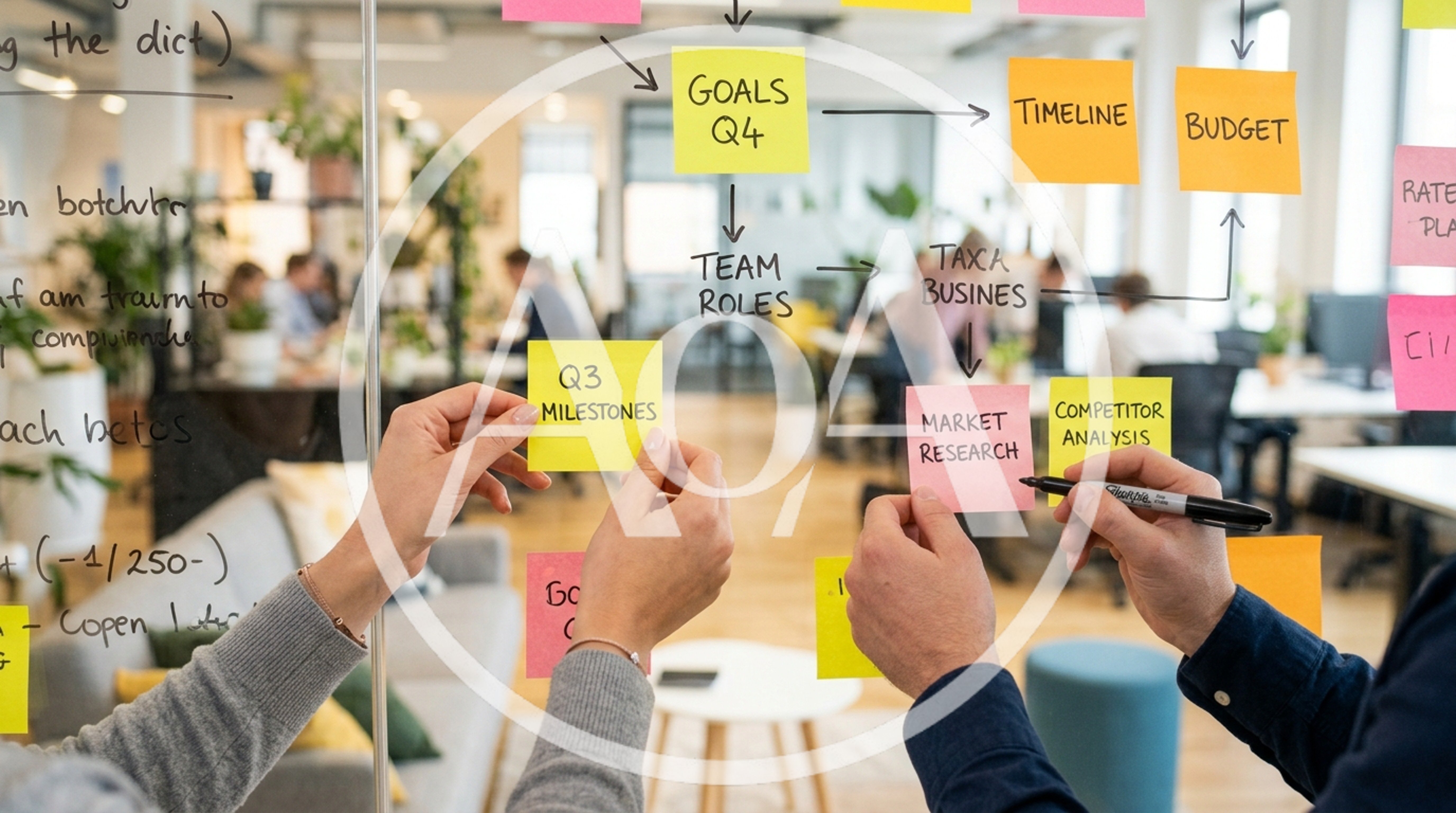 Business Team Collaborating On Strategy Board