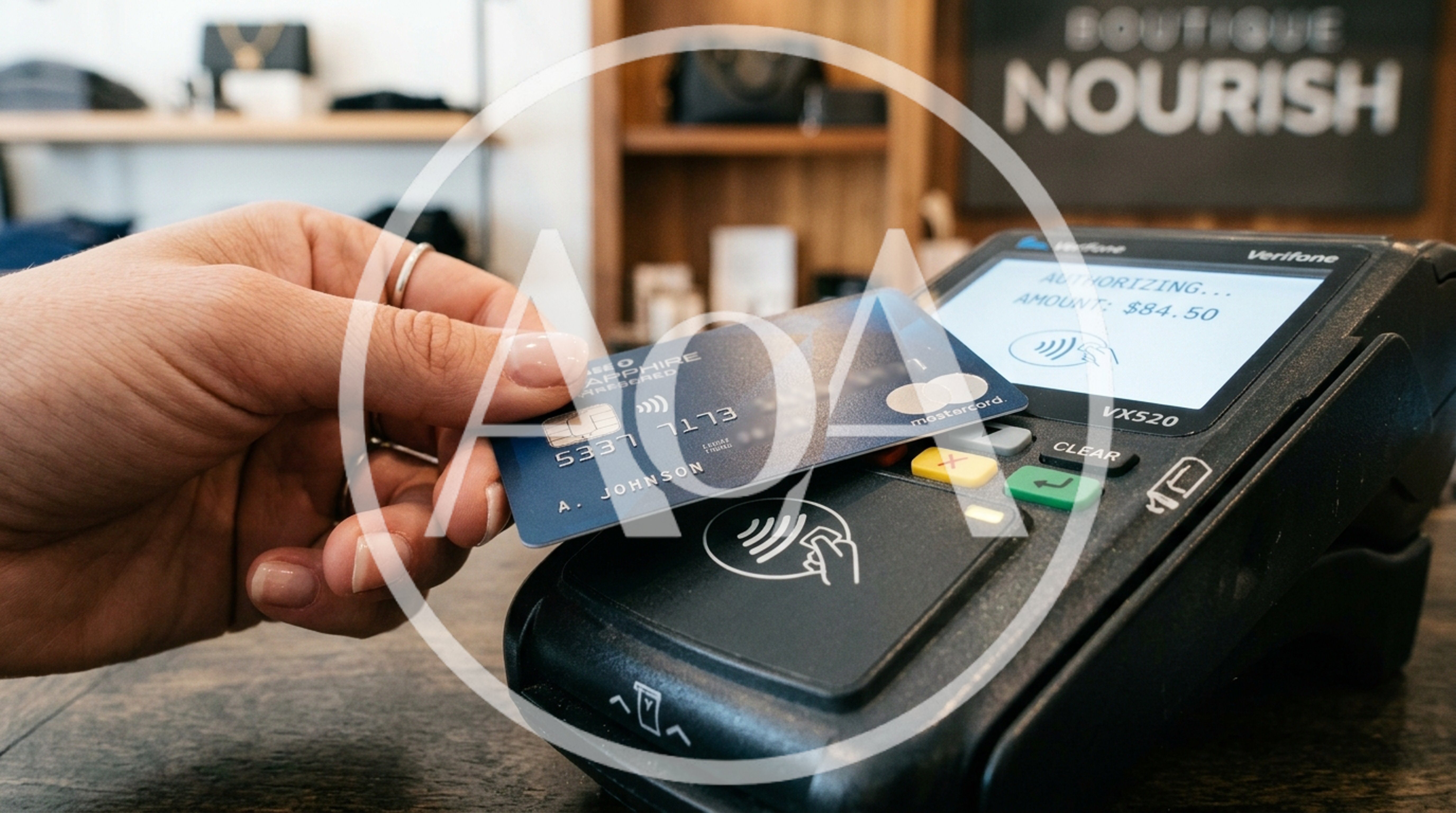 Customer Making Contactless Payment With Credit Card