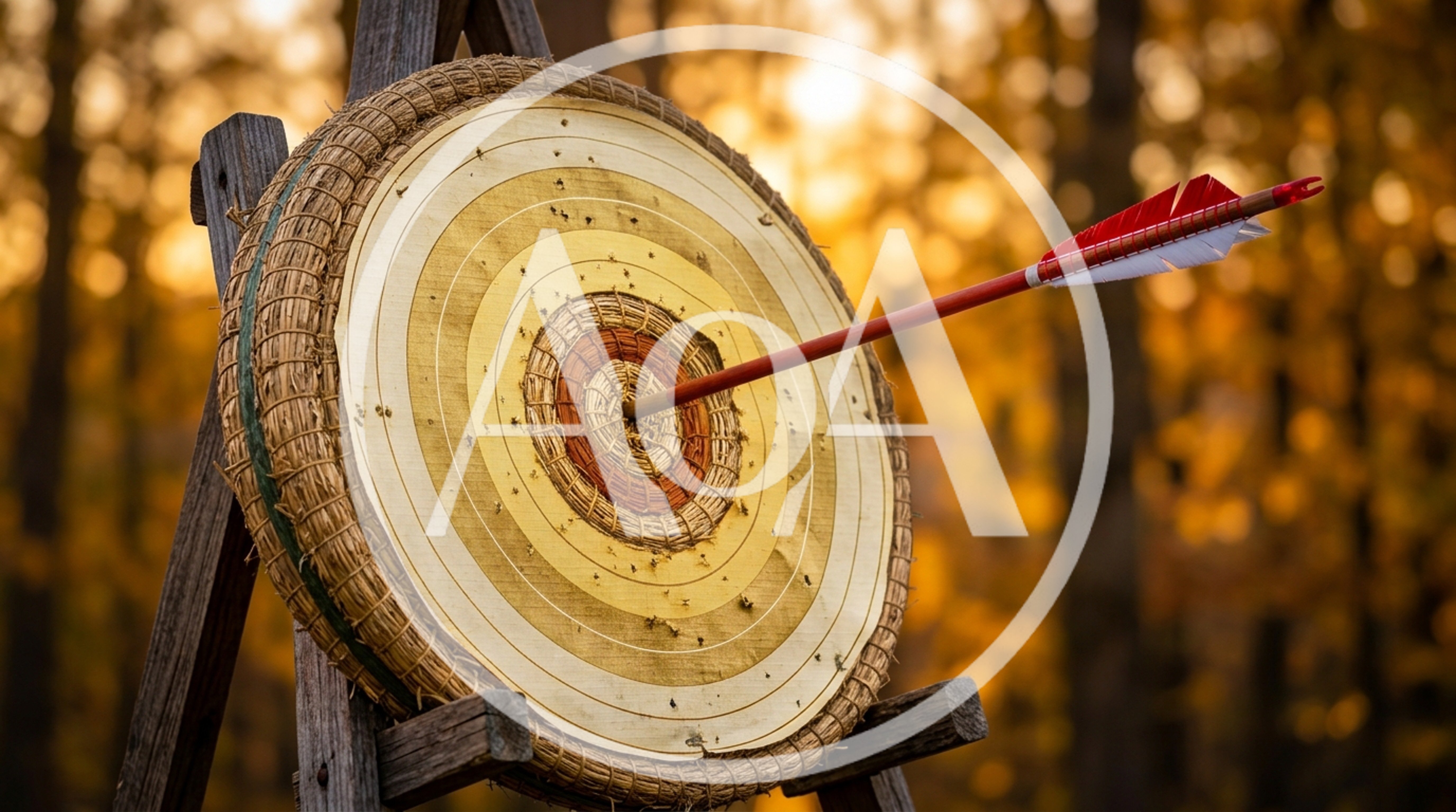 Archery Arrow Hitting The Center Of A Straw Target