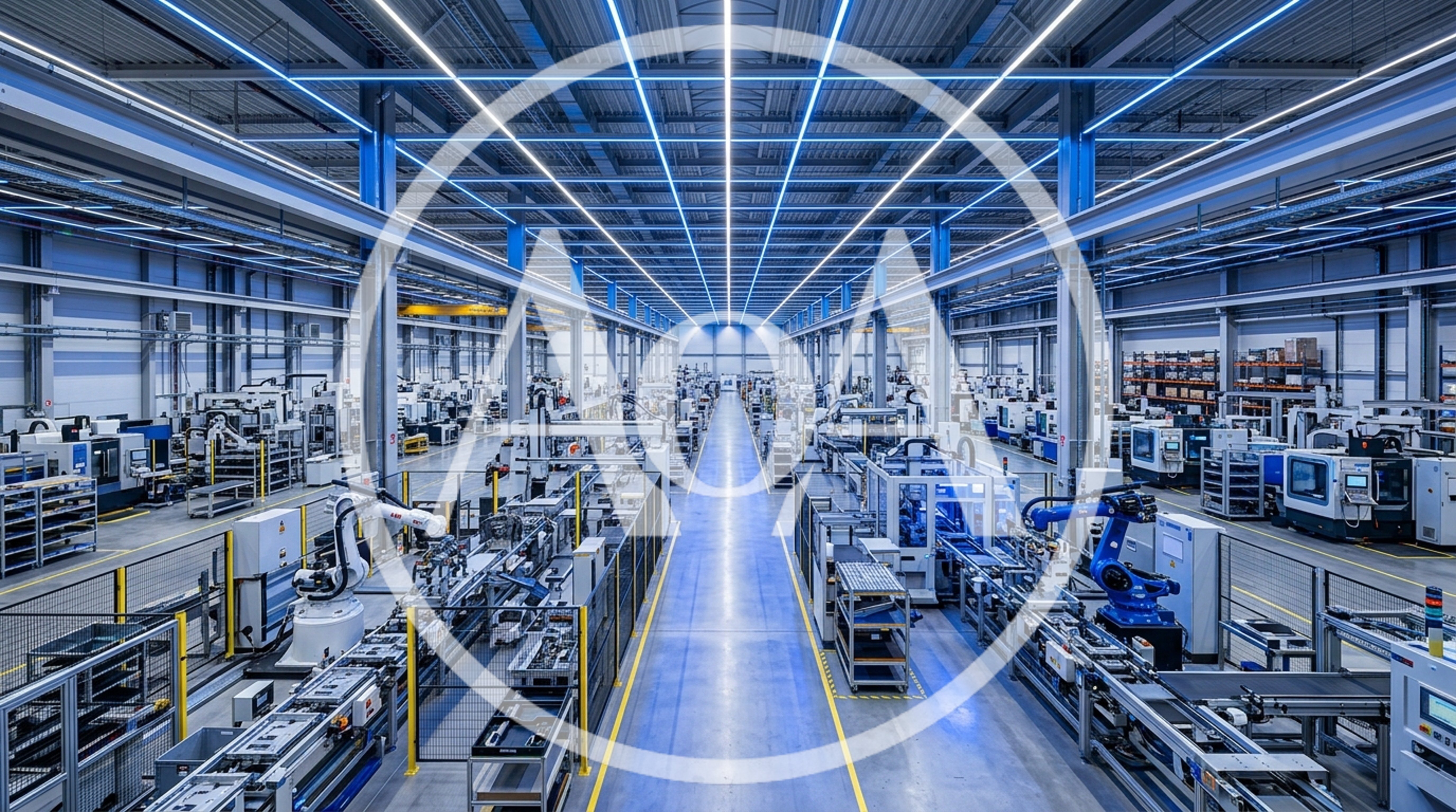 Automated Robotic Assembly Line In Modern Industrial Factory